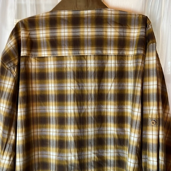 Red Ape Cotton Stretch Shirt Mens 3XL XXXL Brown Plaid Casual Embroidered Pocket - Picture 6 of 8